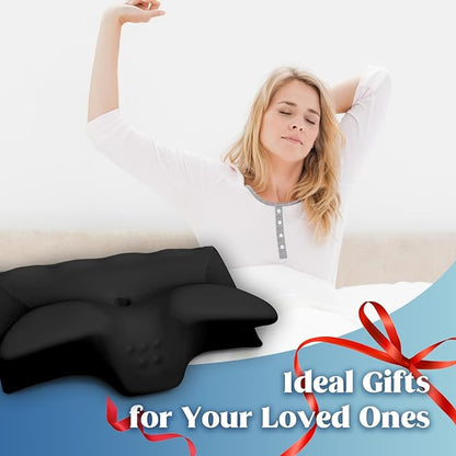 Cervical Pillow for Neck Pain Relief, Cooling Contour Memory Foam Pillows Support Odorless Ergonomic Neck Pillow Adjustable Orthopedic Bed Pillow for Side Back Stomach Sleeper with Pillowcase,Black