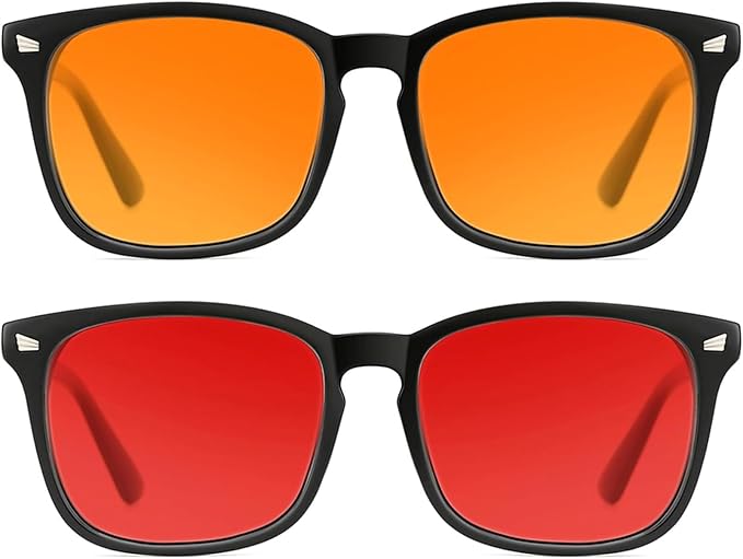 Blue Light Blocking Glasses for Gaming Sleep&Computer–99.9% Filter Red/Amber Lens Anti Glare UV400 for Men Women