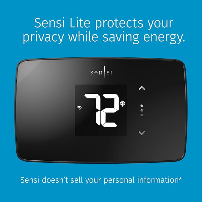 Sensi Lite Smart Thermostat, Programmable, WiFi, Easy DIY, Works With Alexa, ENERGY STAR Certified, ST25, Most Systems C-Wire Not Required, C-Wire needed with Heat/Cool Only & Heat Pump System – Black