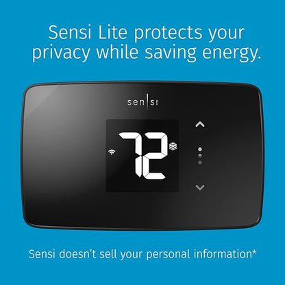 Sensi Lite Smart Thermostat, Programmable, WiFi, Easy DIY, Works With Alexa, ENERGY STAR Certified, ST25, Most Systems C-Wire Not Required, C-Wire needed with Heat/Cool Only & Heat Pump System – Black