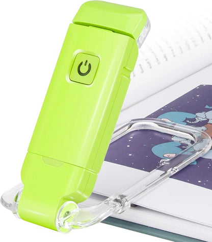 BIGLIGHT Amber Book Reading Light, LED Clip on Book Lights, Reading Lights for Books in Bed, Small Book Light for Kids, USB Rechargeable, 2 Brightness Adjustable for Eye Protection, Green