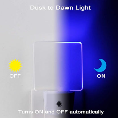 Blue Led Night Light Plug in - 4 Pack Dusk to Dawn Blue Night Light Auto ON Off 0.5W Suitable for Bathroom Hallway Nursery Bedroom Stairs Kitchen Adults Kids Halloween Christmas Decor