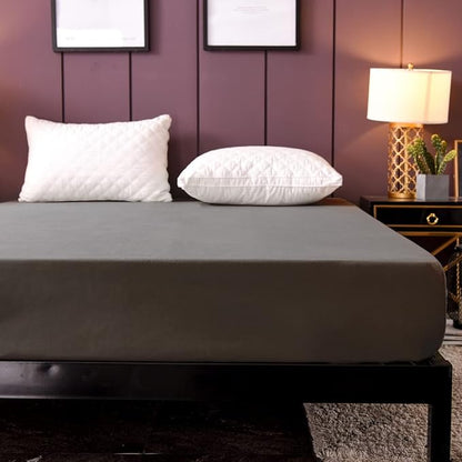 Holawakaka Queen Waterproof Mattress Protector Dark Grey Fitted Sheet Breathable Bed Mattress Pad Cover, 14" Deep Pocket (Dark Gray, Queen)