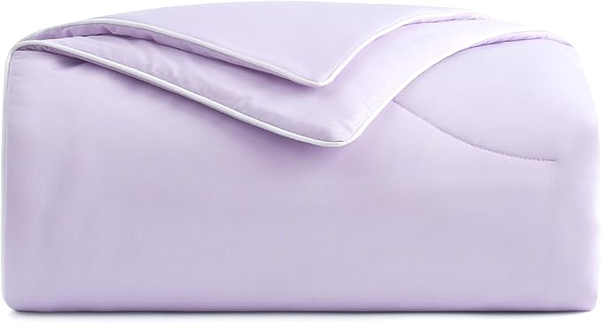 Cozy Bliss Deluxe Dual-Sided Cooling Comforter Twin Size, Ultra-Soft Lightweight Breathable Silky Cooling Blankets with Q-Max>0.45 for Bedroom, Hot Sleepers & Night Sweats, Lavender Purple, 68"x90"