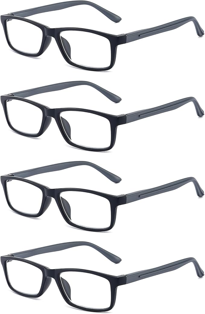 Reading Glasses Blue Light Blocking for Men Women,Rectangular Frame Computer Readers with Spring Hinge