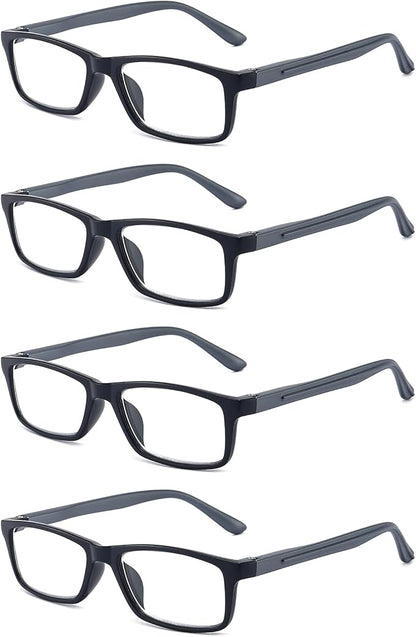 Reading Glasses Blue Light Blocking for Men Women,Rectangular Frame Computer Readers with Spring Hinge