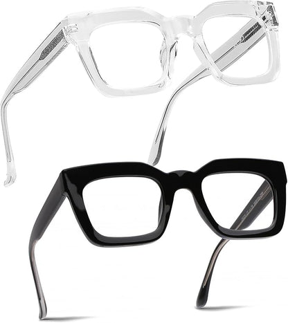 AQWANO Stylish Oversized Reading Glasses for Women Fashion Designer Readers Blue Light Square Computer Glasses