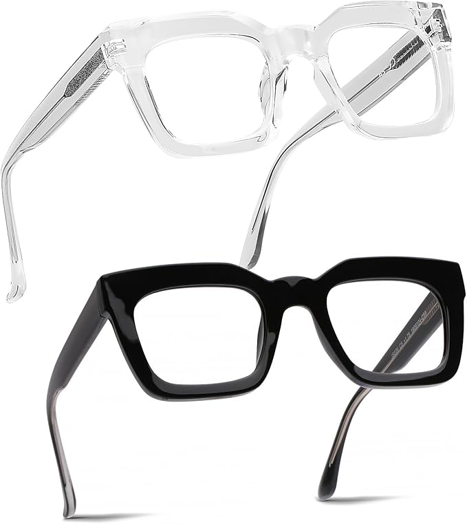 AQWANO Stylish Oversized Reading Glasses for Women Fashion Designer Readers Blue Light Square Computer Glasses