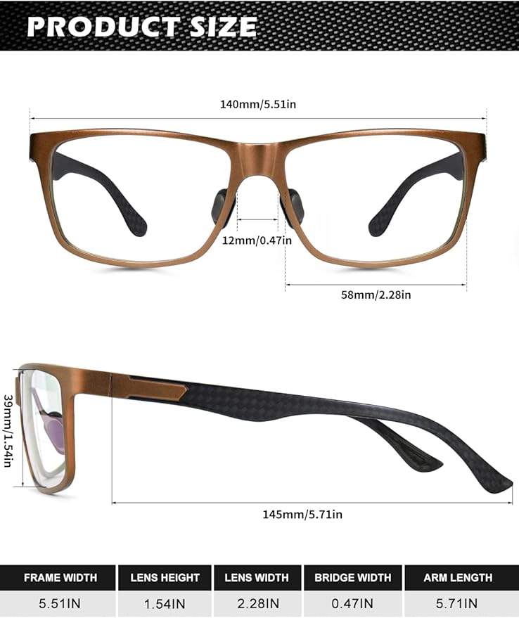 ANYLUV Blue Light Blocking Glasses Men Computer Gaming Glasses Lightweight Al-Mg Metal Anti Eyestrain Eye Protection