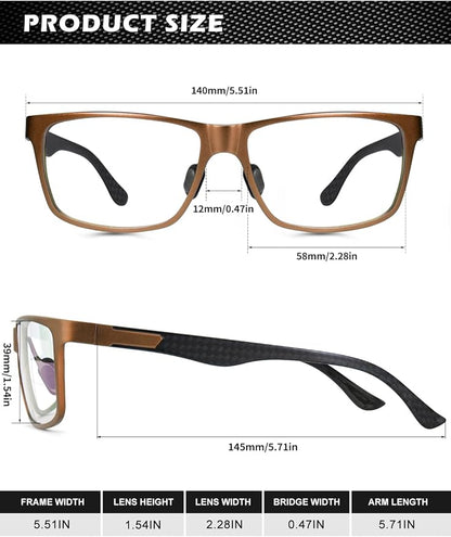 ANYLUV Blue Light Blocking Glasses Men Computer Gaming Glasses Lightweight Al-Mg Metal Anti Eyestrain Eye Protection