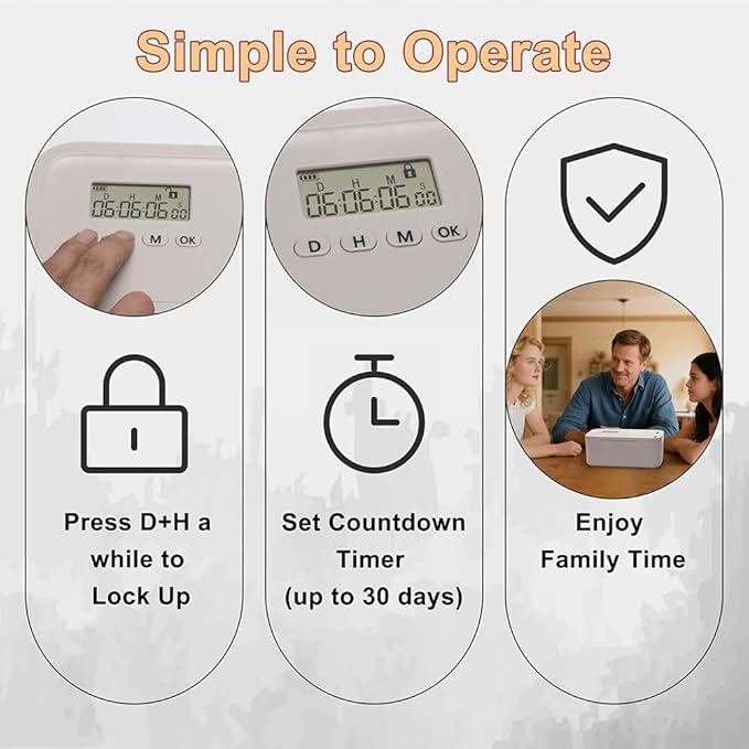 Timed Lock Box for Self-Control | Block Phones,Games,Snacks,Medicines,Junk Food & Distractions | 2 Lock Modes (Timer/Lock) | Portable & Easy to Use | Build Focus & Healthy Habits | Enjoy Family Time