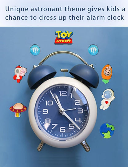 Alarm Clock for Kids, Analog Clock for Kids, Alarm Clocks for Bedrooms Heavy Sleepers with DIY Astronaut Sticker Accessories for 5-16 Year Old Boys Gifts (Blue)
