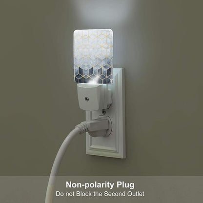 Black Grey Cubes Night Light,Plug-in Nightlights Auto Sensor Night Lamp Dusk-to-Dawn Lamp Home Decor for Nursery Children Girls Boys