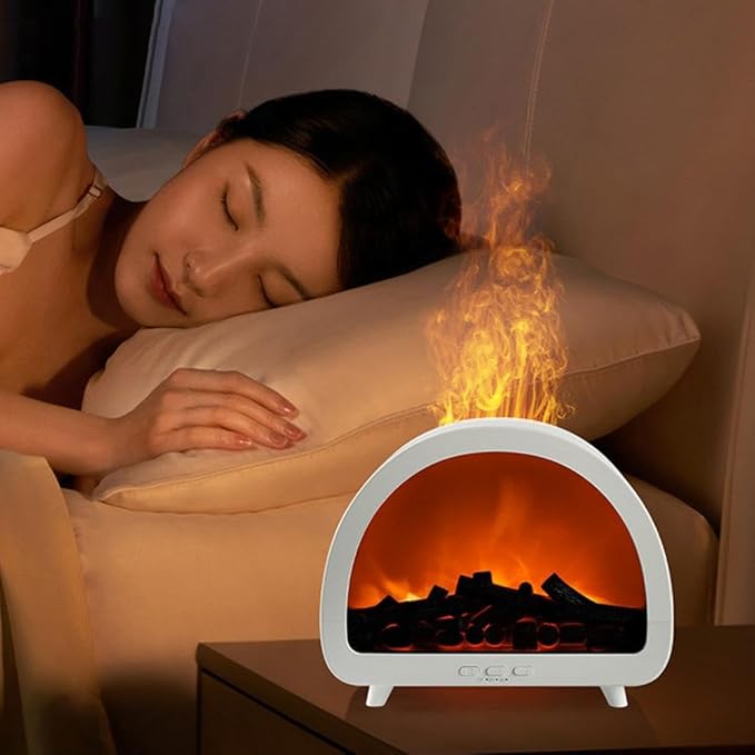 Fireplace Flame Air Diffuser Humidifier,12 Colors Aromatherapy Essential Oil Diffuser,200ml Ultrasonic Cool Mist Humidifier with Remote,3 Gears Timer Shutdown for Home, Bedroom, Office,Yoga (A)