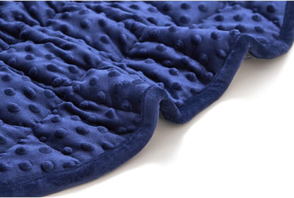 TONGDADA Weighted Lap Blanket 7lbs for Adult,Perfect for Relaxation, Lounging, Napping, Sleeping & Travel,Luxury Minky Weighted Body Blanket,Weighted Throw Blanket-Navy Minky Dot, 29" x 24"