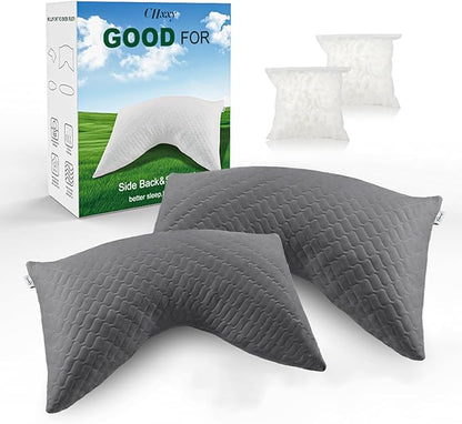 Side Sleeper Pillow for Neck and Shoulder Reilef, Ergonomic Design Medium Firm Pillow, 2 Packs Bed Pillows for Sleeping, Cross Cut Memory Foam Pillows for Back, Stomach and Side Sleepers