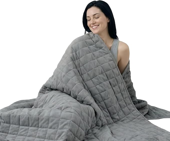 Smart Queen Weighted Blanket for Adults and Couple (King Size 78x85, 25lbs) Large Soft Heavy Blanket Machine Washable for Fall, Bedding with Premium Glass Beads (78x85 | 25lbs Grey)