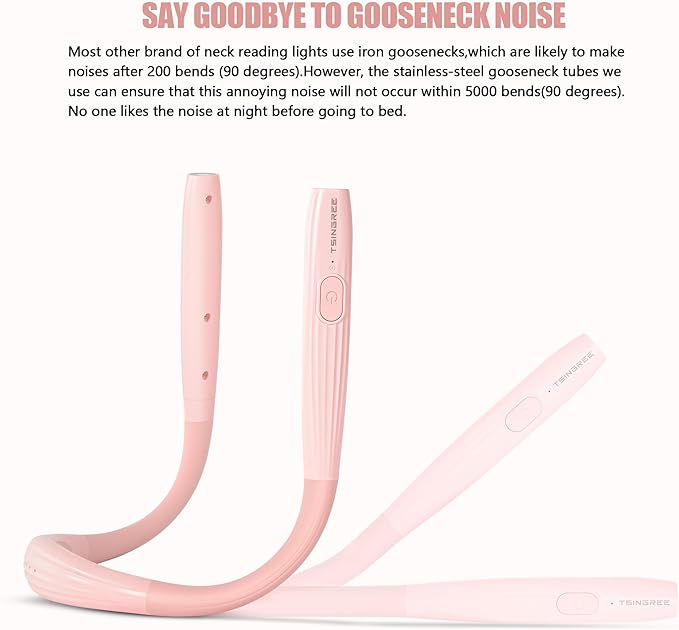 Upgraded LED Neck Reading Light, Book Light, Rechargeable, 3 Colors & 3 Brightness Adjustable, Auto-Off Timer, Neck Light for Reading in Bed, Long Lasting, Perfect for Repairing, Knitting.