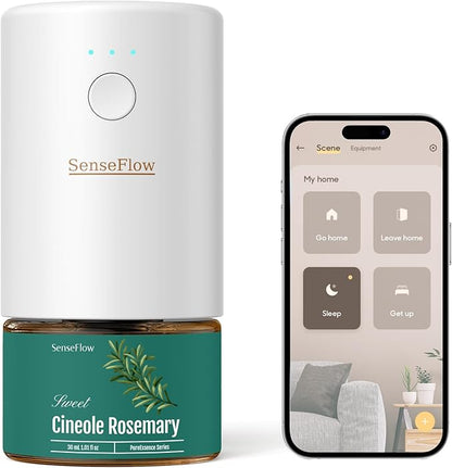 SF101S Pro Smart Waterless Essential Oil Diffuser, Plug in Aromatherapy Diffuser & Non-Toxic air Freshener, 120-Day Natural Aroma Mist, Covers 1000 Sq Ft- Free 30ml Cineole Rosemary