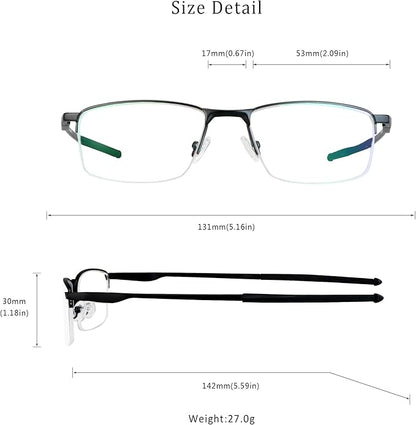 LifeArt Blue Light Blocking Glasses, Anti Eyestrain, Computer Reading Glasses, Gaming Glasses, TV Glasses for Women Men, Stylish Unisex Alloy Square Frame (Black, +1.50 Magnification)