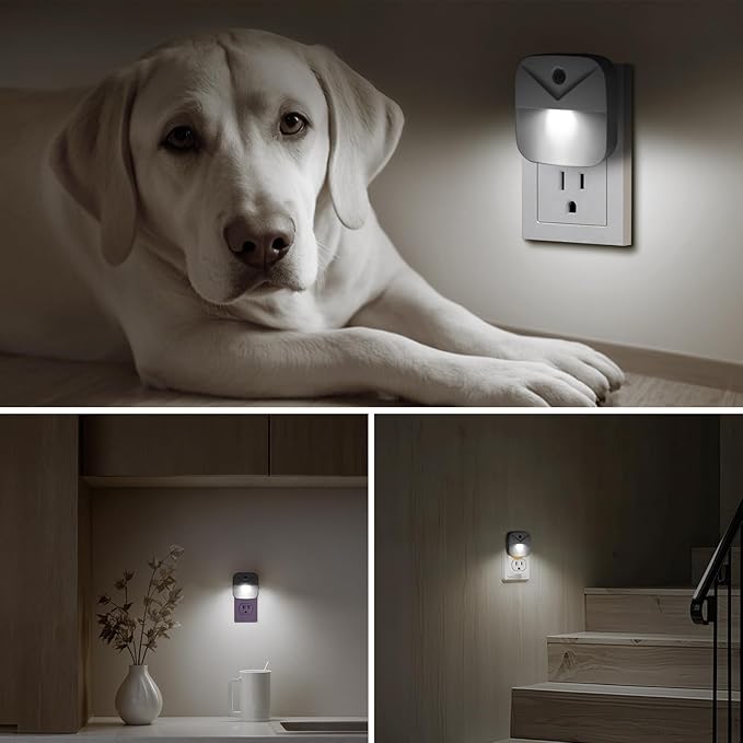 KINUR 6 Pack LED Night Light Plug into Wall, Daylight White Color Dusk to Dawn Sensor Automatic on and Off for Kids, Nursery, Bedroom, Bathroom, Hallway, Stairs, Kitchen