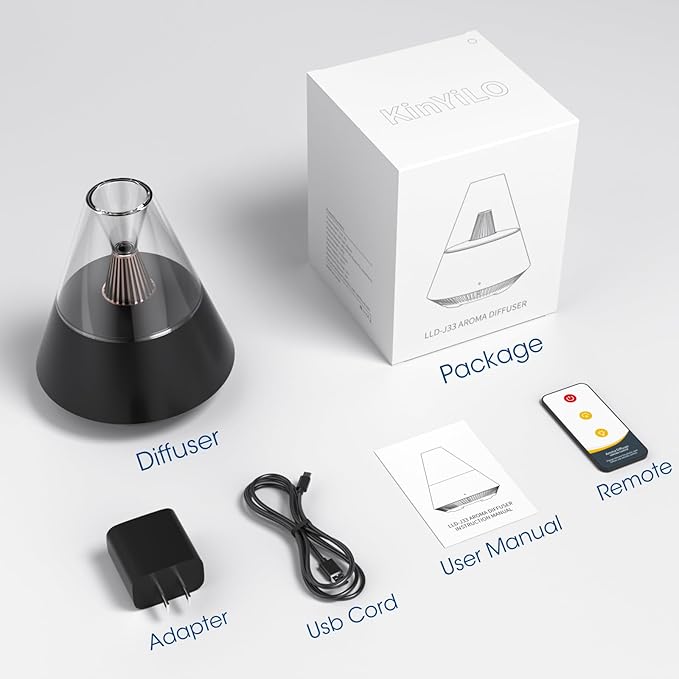 Essential Oil Diffuser, Modern Style Aromatherapy Aroma Diffusers with Candle Light, Fragrance Ultrasonic Cool Mist Humidifier, Remote Control, Auto Shut-Off, for Home Living Room Office