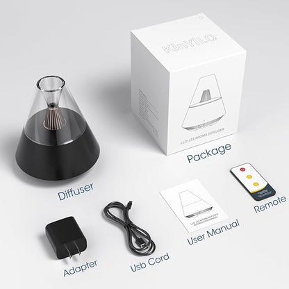 Essential Oil Diffuser, Modern Style Aromatherapy Aroma Diffusers with Candle Light, Fragrance Ultrasonic Cool Mist Humidifier, Remote Control, Auto Shut-Off, for Home Living Room Office