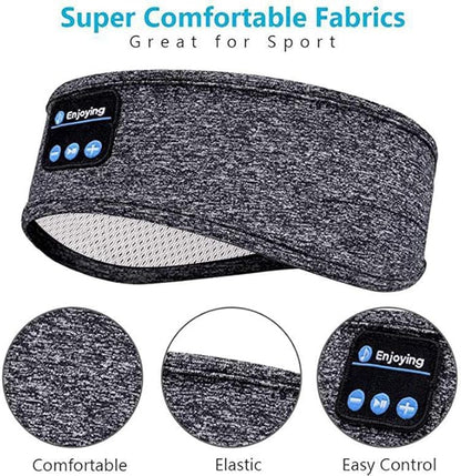 Wireless Bluetooth Sports Headband Headphones Ultra-Thin HD Stereo Perfect for Sleeping .Workout,Jogging,Yoga,Insomnia, Air Travel, Meditation Gray