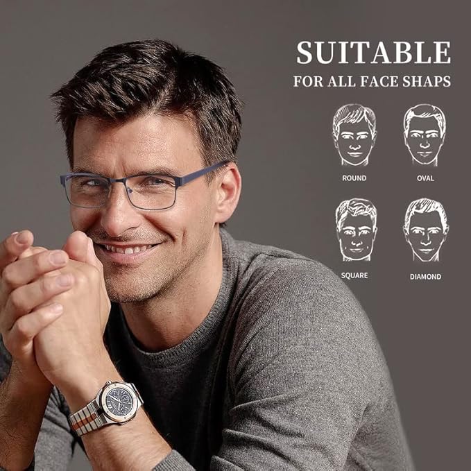 Reading Glasses for Men - 3 Pack Blue Light Blocking Men's Metal Readers