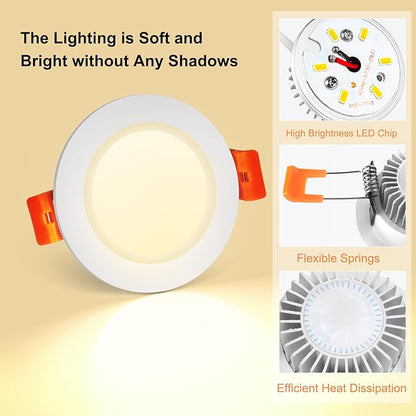 YGS-Tech 3 Inch LED Recessed Lighting, Dimmable Downlight 5W(40W Halogen Equivalent), CRI80, 3000K Warm White, Ceiling Light with LED Driver(4 Pack)