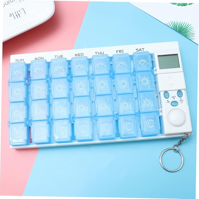 Mobestech Weekly Organizer 7-Day 28 Compartments Reminder Alarm Removable Timer Luminous LCD