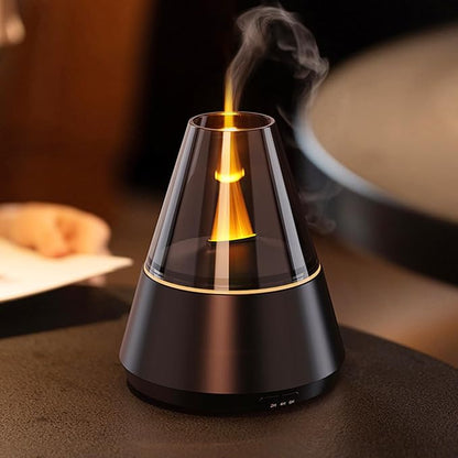 Flame Essential Oil Diffuser, Upgrade 7 Colour Lights Aromatherapy Diffuser, Oil Diffuser, Air Humidifier, Aroma Diffusers for Home, Bedroom, Office, Yoga, Timer & Waterless Auto Off