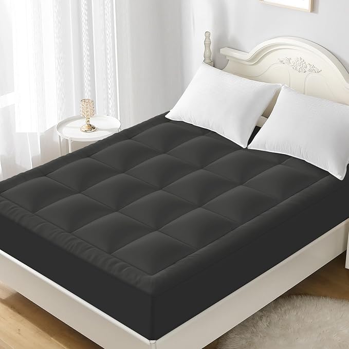 YUGYVOB Twin XL Mattress Topper - 600GSM Extra Thick Cooling & Breathable Mattress Pad with Deep Pocket 8"-21" & Soft Down Alternative Filling, Grey