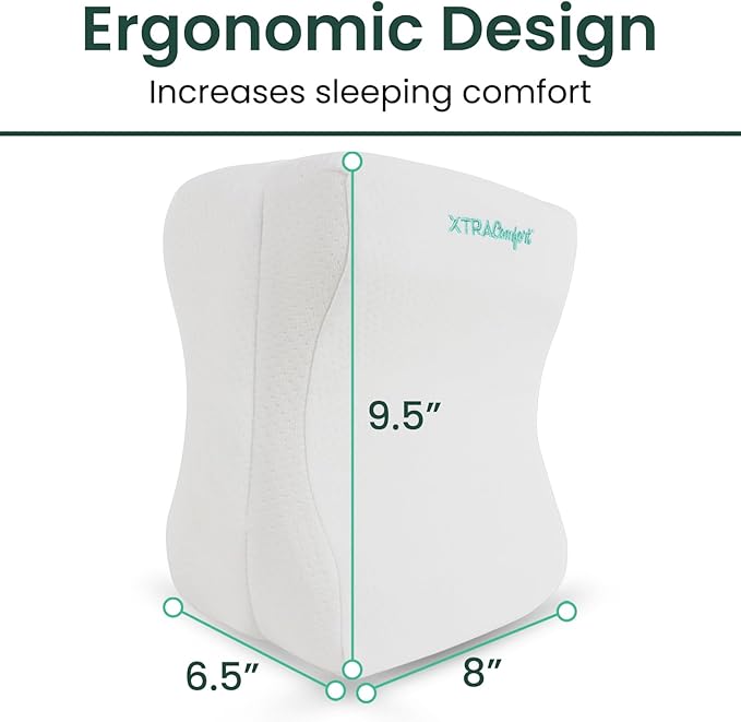 Memory Foam Knee Pillow for Side Sleepers - Orthepedic Sciatica, Back, Under Leg, Hip and Joint Support - Pregnancy and Maternity