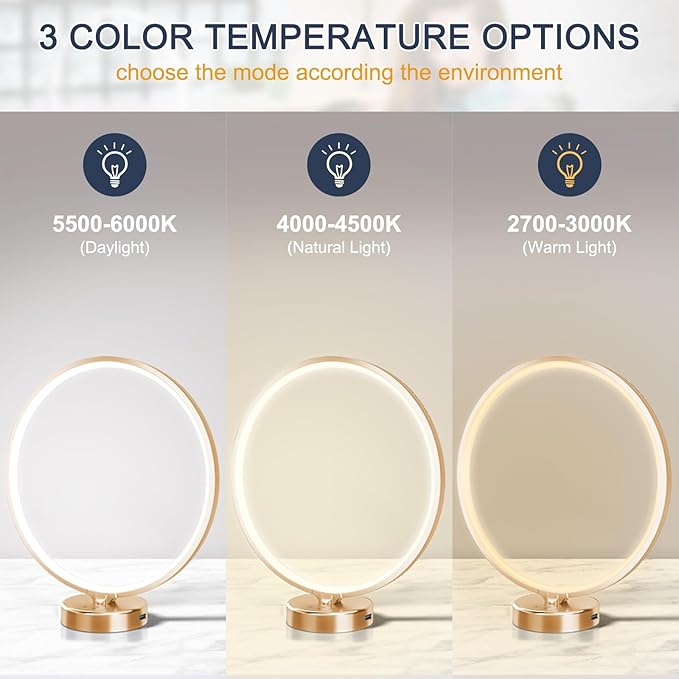 Desk Lamp Light Therapy Lamp,Sun Lamp 10000 Lux with 3 Color Temperatures, Stepless Brightness, Timer & Memory Function, Daylight Lamp,Full Spectrum Light for Home, Office,Decoration-Gold