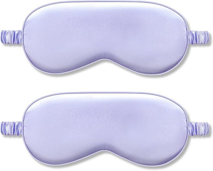 2Pack Silk Sleep Mask,IEKEODI Eye Mask for Sleeping,Elastic Blackout Eye Mask & Blindfold for Full Night's Sleep,Travel and Nap(Purple)