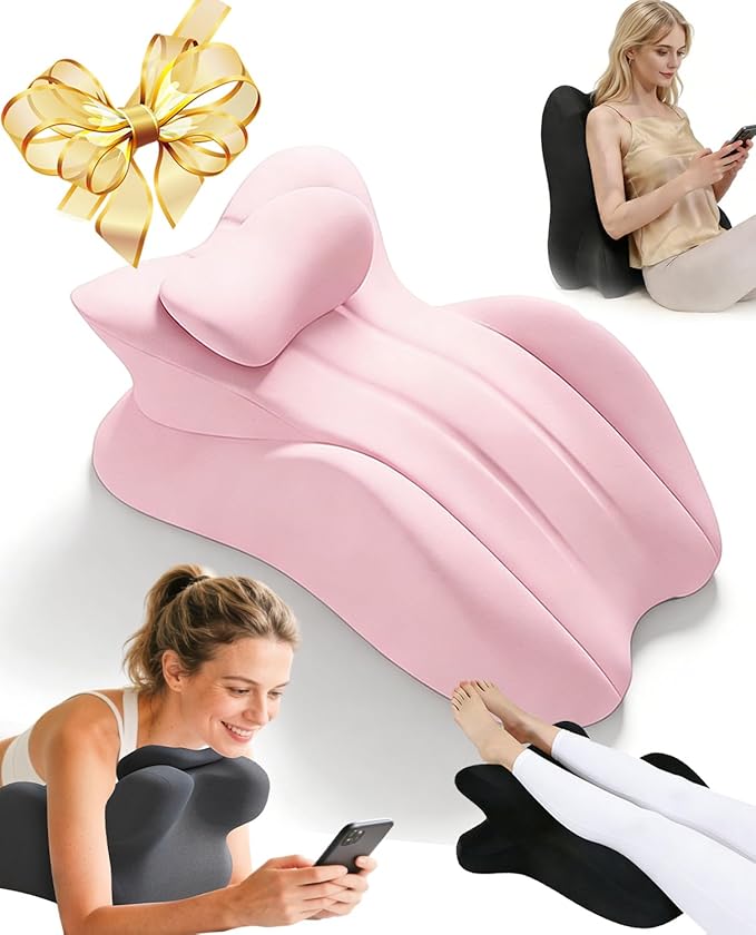 Moodie Pillow, Couples Pillow for Intimacy 27 Degree = Just The Right Lift, Ergonomic Memory Foam Intimacy Comfort Pillow Hip & Back Support, All Perfect Position Easily Postures Wedge Pillow (Pink)
