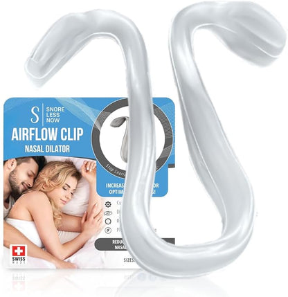 Airflow Clip Nasal Dilator by SnoreLessNow | Swiss-Made Anti-Snoring Nose Clip | Nasal Dilators for Sleeping & Breathing, BPA-Free Nasal Expander for Deviated Septum Relief | Nasal Dilator for Snoring