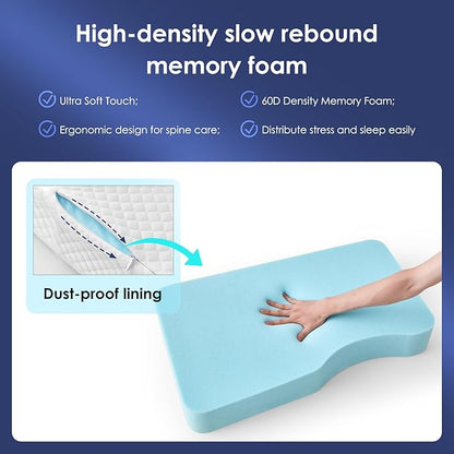 Leg Pillow for Side Sleepers, Memory Foam Knee Pillow for Side Sleeping, Leg Elevation Pillow for Hip/Back/Sciatica Pain Relief Helps Spine Alignment -15"x25" (4 INCHES) (White, M)