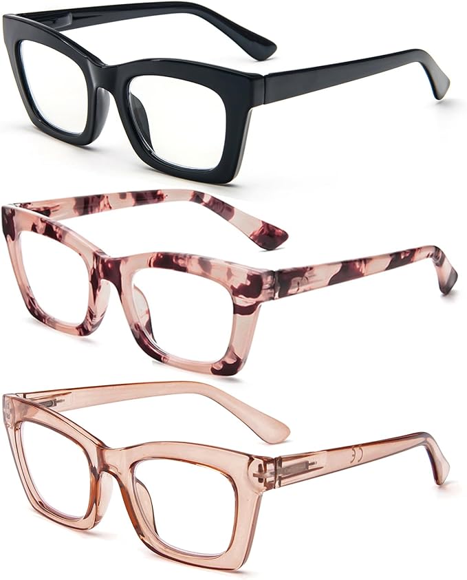 REAVEE Oprah Style Reading Glasses for Women, Blue Light Blocking Stylish Oversized Computer Readers Spring Hinge
