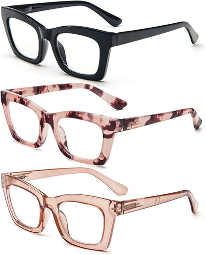 REAVEE Oprah Style Reading Glasses for Women, Blue Light Blocking Stylish Oversized Computer Readers Spring Hinge