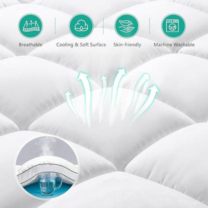 Dual Layer 4 Inch Memory Foam Mattress Topper Full Size - 2 Inch Cooling Gel Memory Foam Plus 2 Inch Pillow Top Thick Mattress Pad - Pressure-Relieving Comfort