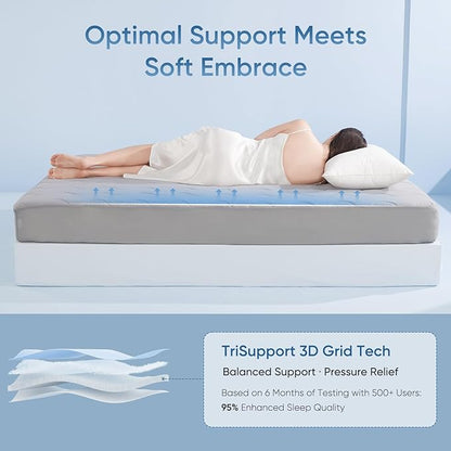 Elegear King Cooling Mattress Pad for Hot Sleepers, Waterproof Cold Mattress Topper with TriSupport 3D Tech Balanced Support & Enhanced Breathability, Soft Fluffy Bed Protector Deep Pocket Up to 16"