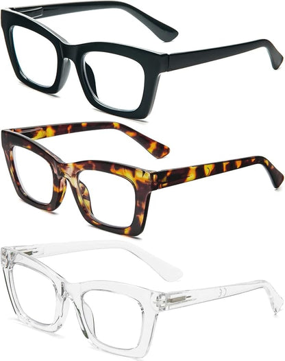 REAVEE Oprah Style Reading Glasses for Women, Blue Light Blocking Stylish Oversized Computer Readers Spring Hinge