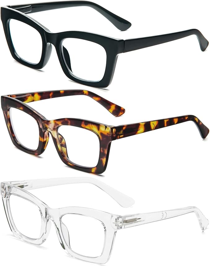 REAVEE Oprah Style Reading Glasses for Women, Blue Light Blocking Stylish Oversized Computer Readers Spring Hinge