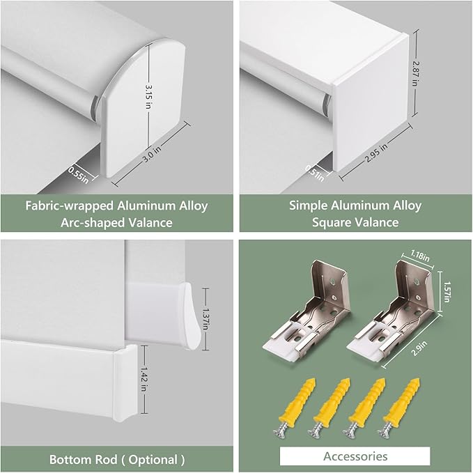 ZSHINE Motorized Blackout Window Blinds Over-Size Customize Width (21-114 Inches) Remote Control Wireless and Rechargeable Motor Roller Shades Blinds for Windows(White)