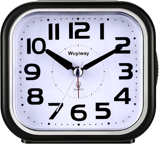 Loud Alarm Clock for Heavy Sleepers,Battery Operated, Big Numbers Readable for Seniors, 4.3 Inches Analog Alarm Clocks for Bedrooms and Home, Snooze, Lighted on Demand, Black
