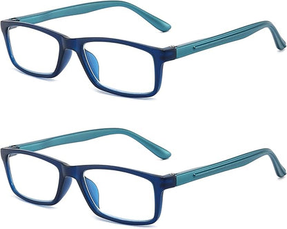 Reading Glasses Blue Light Blocking for Men Women,Rectangular Frame Computer Readers with Spring Hinge