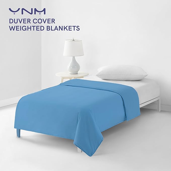 YnM Cotton Duvet Cover for Weighted Blankets (Monaco Blue, 60''x80'')