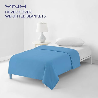 YnM Cotton Duvet Cover for Weighted Blankets (Monaco Blue, 60''x80'')